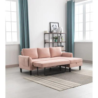 HOMEFUN Velvet Upholstered Sectional Storage Convertible sofa