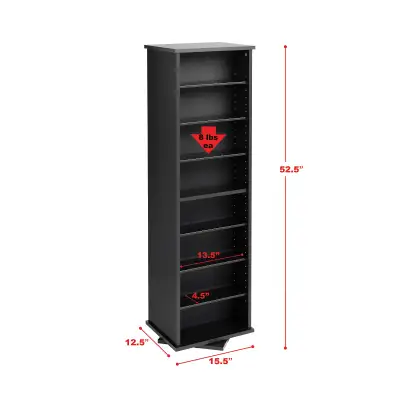 Selling this used Prepac BMS-0525 2-Sided Spinning Tower, Black. Ideal for displaying and storing DV...