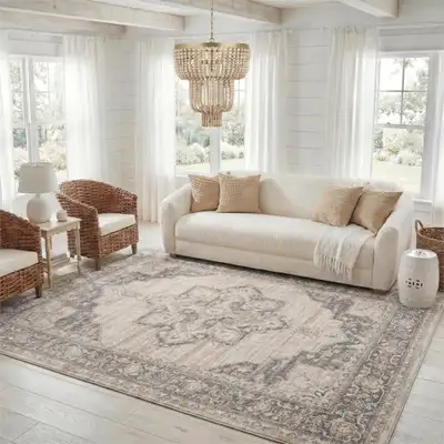 SAFAVIEH Brentwood Collection Area Rug - 9' x 12', Cream & Grey,, View more