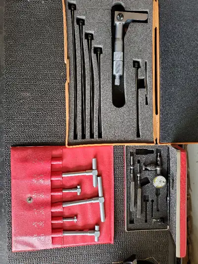 Mitutoyo 0-6" Depth gauge set $200 Starrett telescoping bore gauge 0.25-3.5" set $225 Starrett last...