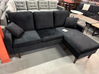 Brand new black velvet sectional sofa on sale 