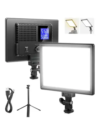 Neewer 9" LED Light Panel, 3200-5600K Edge Lit Dimmable, Tripod, View more