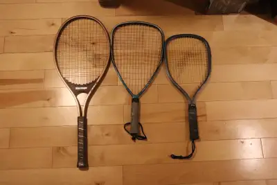 3 RACQUETS  - TENNIS BADMINTON SQUASH ?, View more