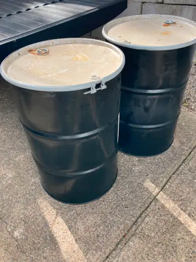Up for sale. I have some empty steel barrels with removable lids. They previously contained automoti...