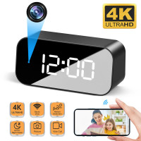 4K HD WIFI Clock Camera 166degree Camera Micro Cam IR Night View