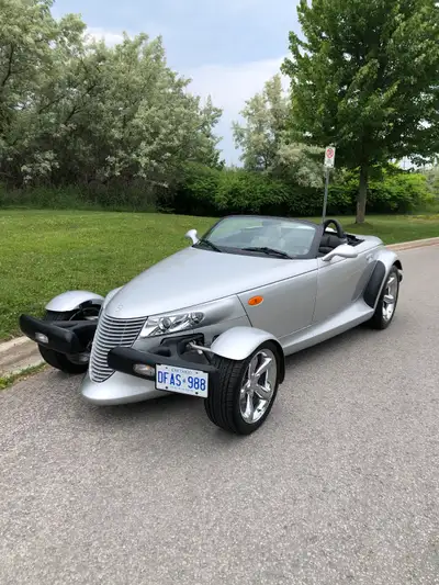 2001 Plymouth Prowler “ONLY 17,000 km” Silver with Black leather Interior. Black convertible top. AL...