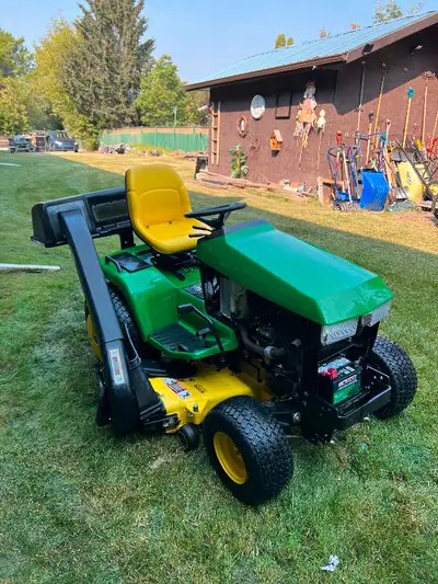 John Deere 445 lawn, snow, sweeper tractor, View more
