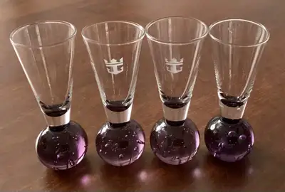 4 Vintage Bubble Base Shot Liqueur Glasses Purple, View more