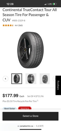 A set of continental all season tires 195/65 R15