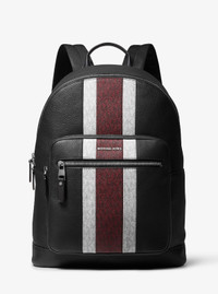 Pebbled Leather and Logo Stripe Backpack ★Brand New★