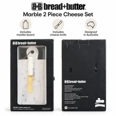 Bread + Butter Marble Cheese Set – 2 Piece with Gold Knife, View more