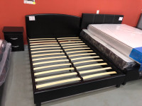 Brand new queen black faux leather platform bed frame on sale 