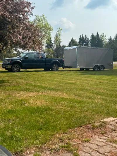Haulmark Race trailers 18x8.5 hieght inside is 7’3” rear door is a fold down ramp, also has large si...