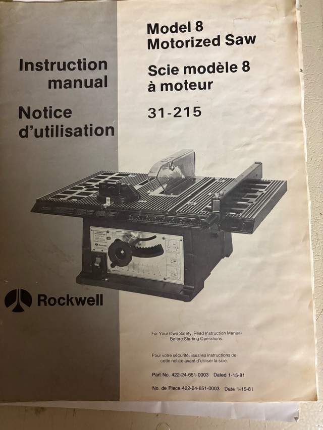 Rockwell/Beaver model 8 motorized saw in Power Tools in Saskatoon