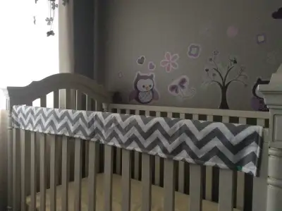 Used crib. Off white. Has some ‘teething marks’ on one rail. I used a rail cover to hide. Has pull o...