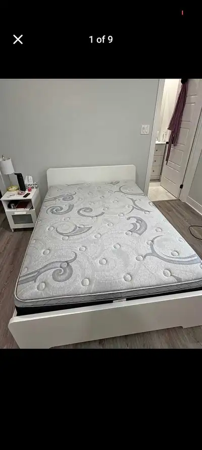 Queen bed and mattress for sale, View more
