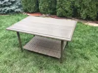 New Metal Woodgrain Patio Dining Table