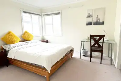 This private bedroom is located on the second floor of a single detached house. It shares a full bat...