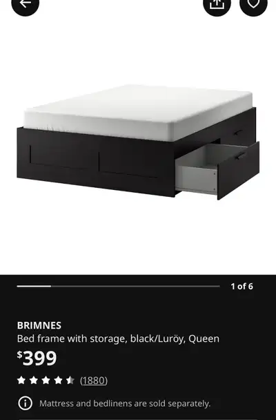 Brimnes Queen size bed frame, View more