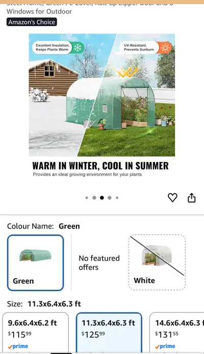 VEVOR Walk-in Tunnel Greenhouse 9.6x6.4x6.2 ft Green, View more