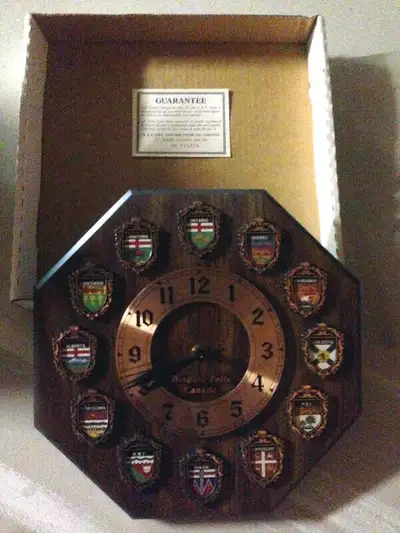 New Niagara Falls Wall Clock with Provincial Crests in Box $120, View more