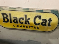 Black Cat Cigarettes Glass Store Front Sign