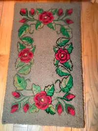 Antique Century Old Nova Scotia Hand Made Hooked Wool Rug 