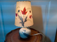 #5 Dornbusch Lamp w Parchment Shade & Blue/White Pottery Base 