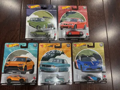FULL SET OF 5 ‘72 MERCEDES BENZ 280 SEL 4.5 BMW M3 (E46) LAMBORGHINI URUS ‘73 VOLVO 142 GL ALPINE A1...