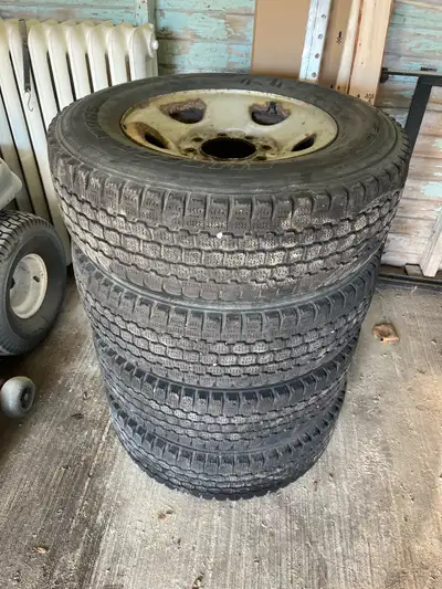 Four 8 bolt 16” rims from an old Chevy express van. Comes with four Chevy center caps. Bolt pattern...