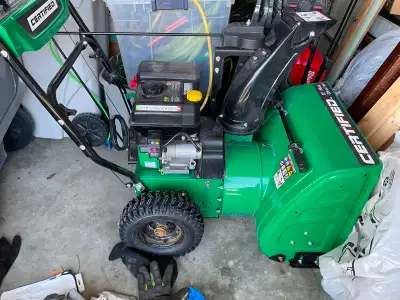 Certified gas snowblower from Canadian Tire. It runs but needs some TLC. As is. Not needed anymore....