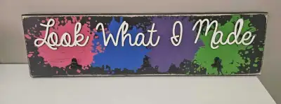 Look What I Made Wooden Sign with clips, View more