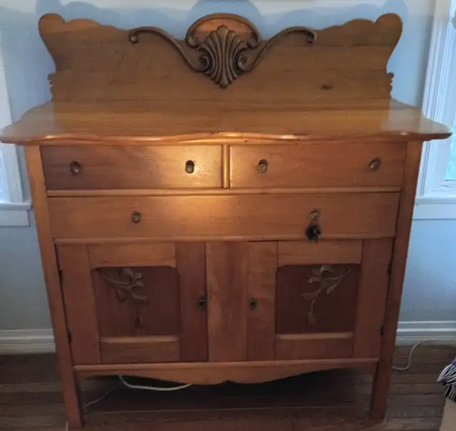 For sale electric fireplace and antique sideboard in Hutches & Display Cabinets in Kingston - Image 2