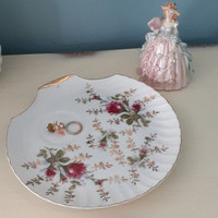 Vintage porcelain trinket dish & fancy lady