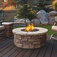 Propane Outdoor Fireplace ( fake rock look(