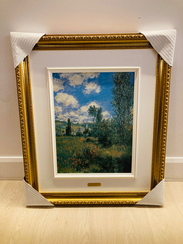 Cadre et toile Claude Monet Paysage Vetheuil Landscape Framed dans Art et objets de collection  à Ville de Montréal