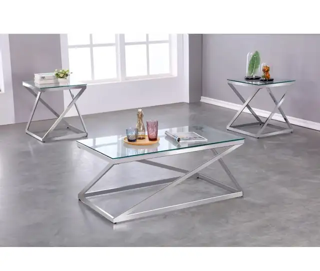 2 Piece Glass Top Table Set in Coffee Tables in Hamilton - Image 5