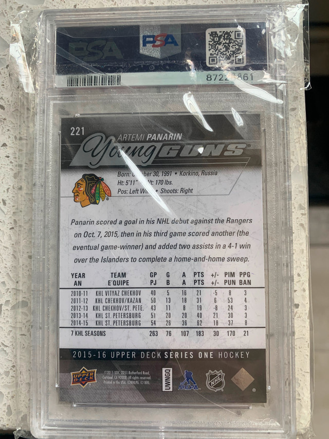 Artemi Panarin young gun hockey card in Arts & Collectibles in Kitchener / Waterloo - Image 2
