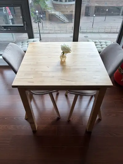 Solid Wood Dining Table with 2 Chairs, View more