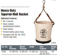 KLEIN TOOLS 5103S Tapered-Wall Bucket w/ Shoulder Strap 12" top