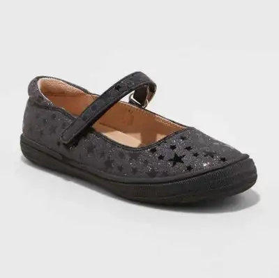 NEW Girl's Sparkle Midnight Black Flats Shoes, View more