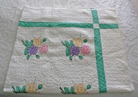 Hand Stitched and Hand Embroidered Cotton Blanket (Vintage)