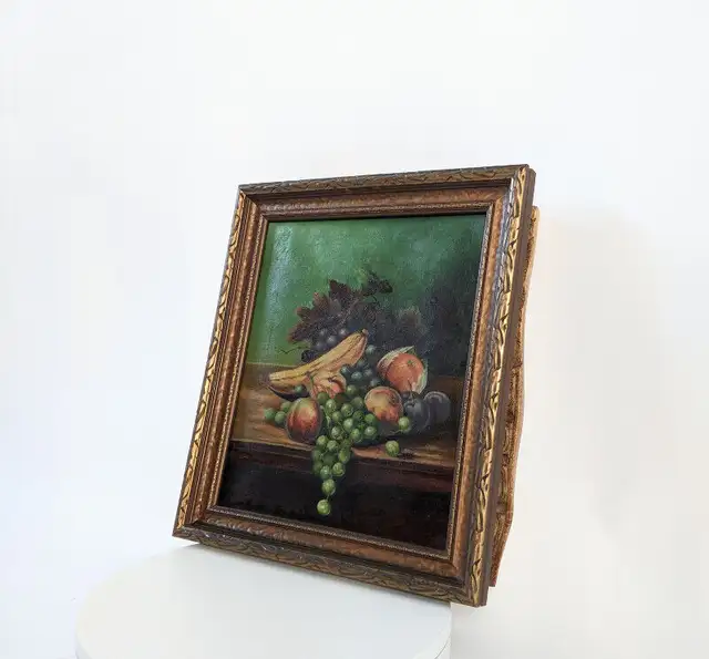 VINTAGE STILL LIFE PAINTING OIL ON CANVAS PAINTING 13" x 15" in Arts & Collectibles in Gatineau - Image 8