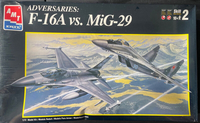 PLASTIC MODEL KIT F16A/MIG 29 (2 PLANES IN 1 KIT) - INC. GLUE in Toys & Games in Red Deer