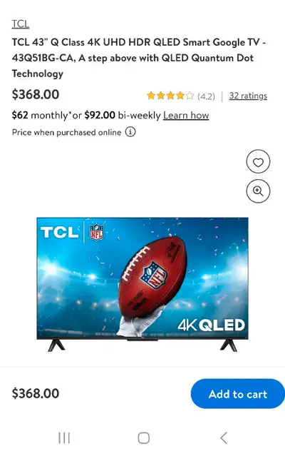 NEW 43" 4K QLED, ROKU SMART TVS. $200 & UP. READ AD, View more