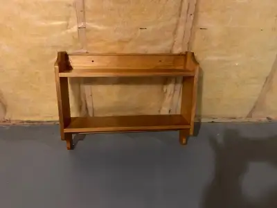 Wooden folding tables, shelves, press back chair for sale, View more