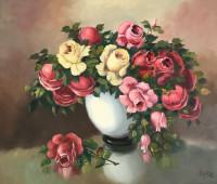 Charles "Garo" Tatossian, Oil Painting on Board Flowers Quebec