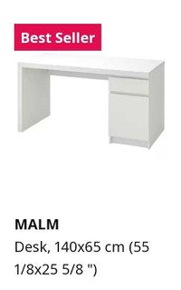 WHITE IKEA DESK - Dimensions in the photo posted 