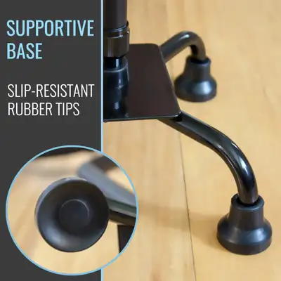 HealthSmart Quad Cane - Sit-to-Stand Walker, Adjustable, Black (, View more