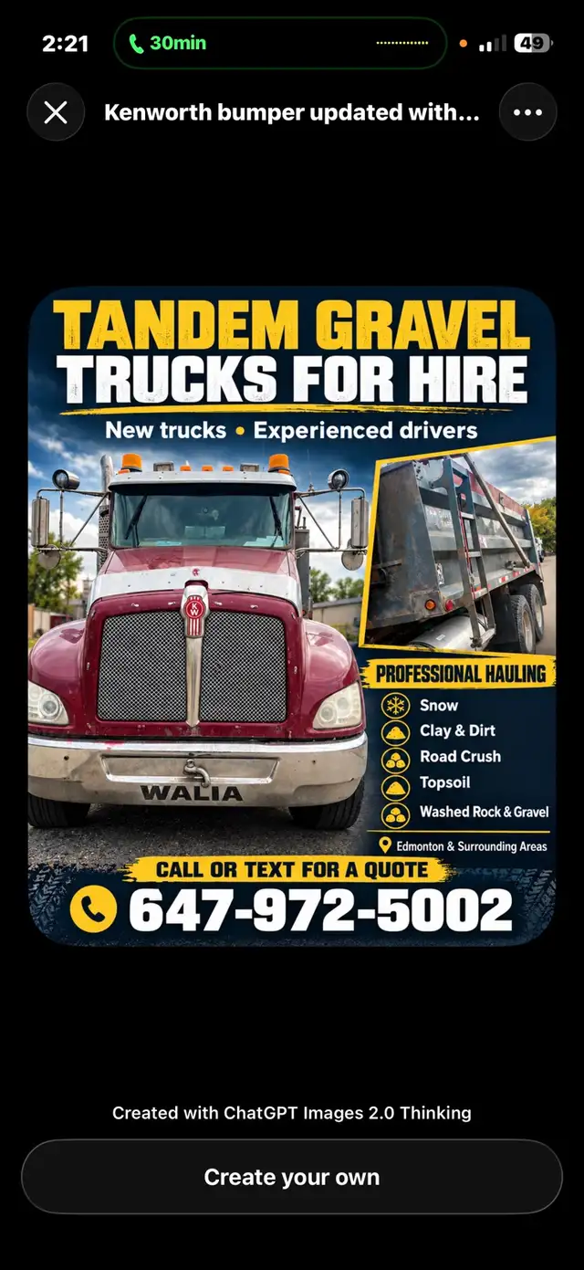 Tandem Truks For Hire588273976984872961